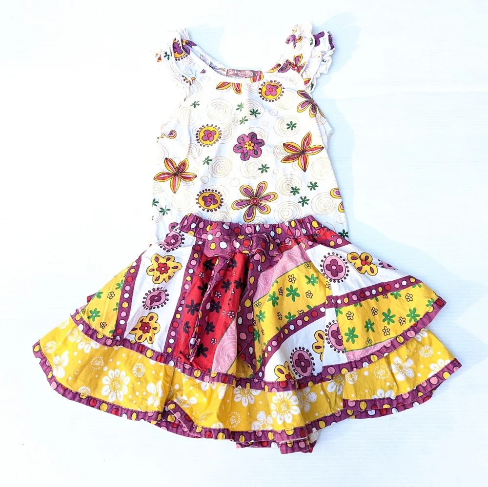 JELLY THE PUG floral shirt & twirl circle skirt size 4 - Picture 1 of 7